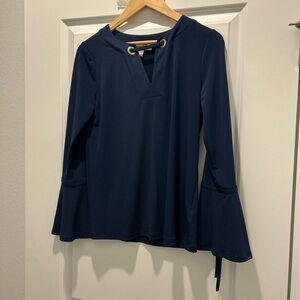 Michael Michael Kors Womens Navy Blue Blouse Top Flared Sleeve S